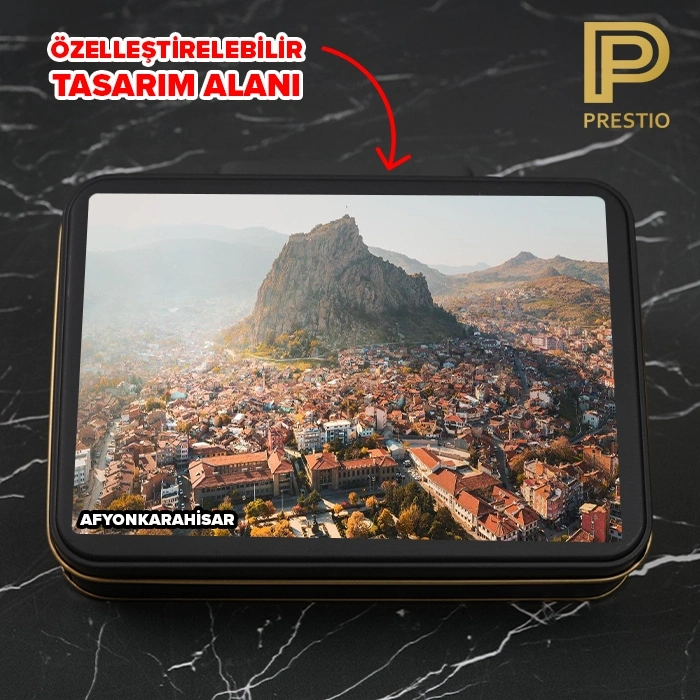 Kişiye Özel Dekoratif Metal Kutu, Siyah Renk, 190 x 135 x 45H mm