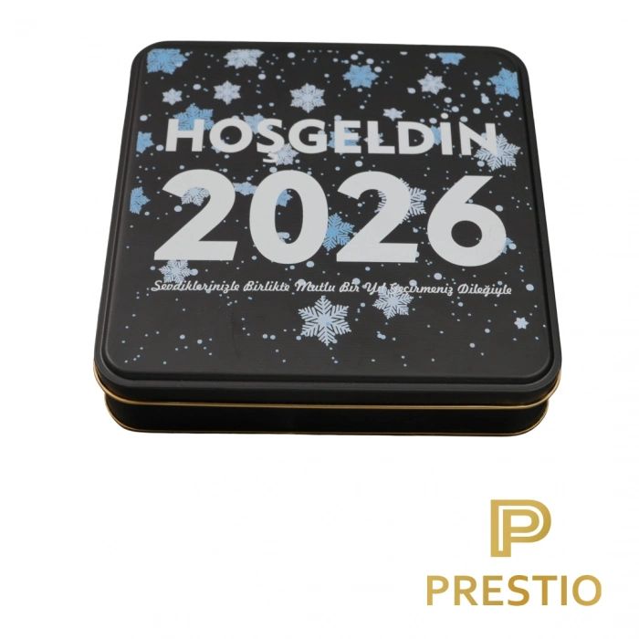 Kişiye Özel Dekoratif Metal Kutu, Siyah Renk, 192 x 192 x 45H mm