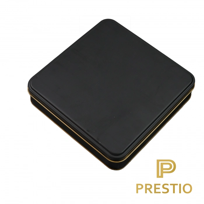 Kişiye Özel Dekoratif Metal Kutu, Siyah Renk, 192 x 192 x 45H mm