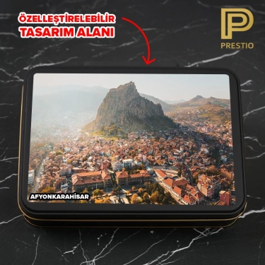 Kişiye Özel Dekoratif Metal Kutu, Siyah Renk, 190 x 135 x 45H mm