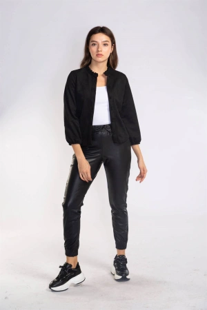 Lastikli Cepli Deri Pantolon-SİYAH