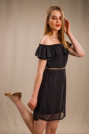 Madonna Yaka Elbise - SİYAH