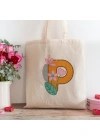 P Harfi Tasarımlı Alışveriş Plaj Bez Çanta