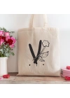 V Harfi Tasarımlı Alışveriş Plaj Bez Çanta