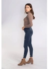 Yırtık Detaylı Skinny Jean Pantolon-LACİVERT