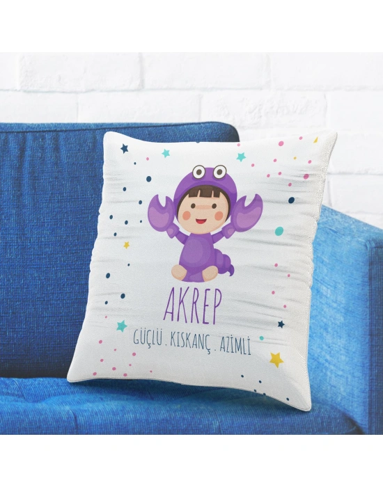 Akrep Burcuna Özel Tasarımlı Sevimli Yastık Kılıfı