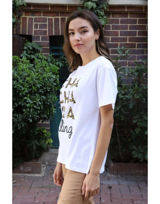 Baskılı Tişört-BEYAZ