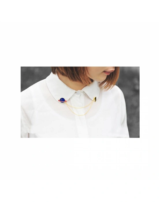 Bayan Liya Gezegen ve Şimşek Broş Seti