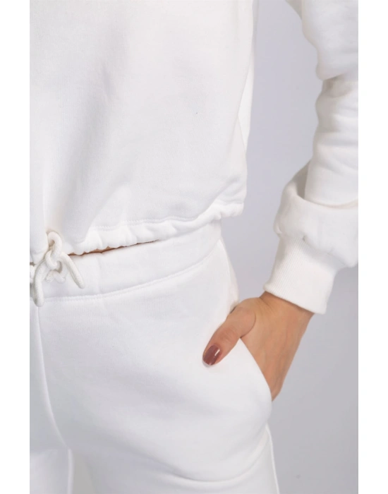 Bel Lastikli Şardonlu İkili Takım-BEYAZ