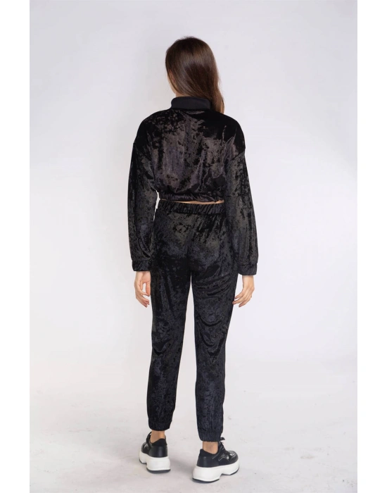 Fermuarlı Kadife Takım-SİYAH