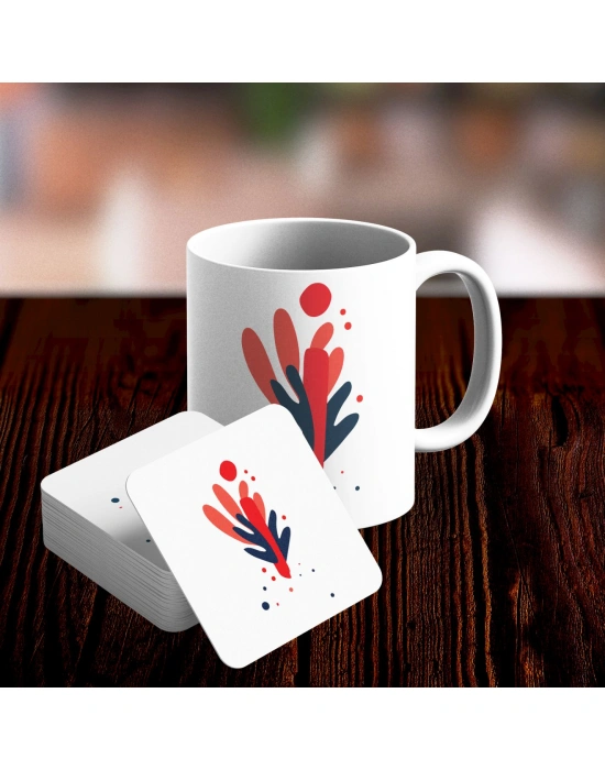 İ Harfi Tasarımlı Kupa ve Bardak Altlığı Seti