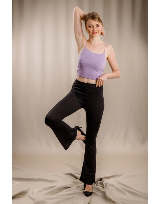 İspanyol Paça Tayt - SİYAH