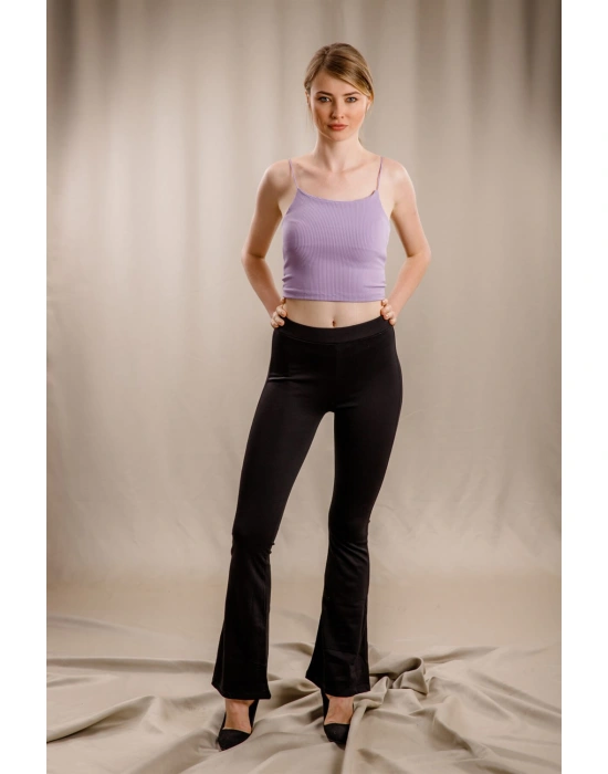 İspanyol Paça Tayt - SİYAH