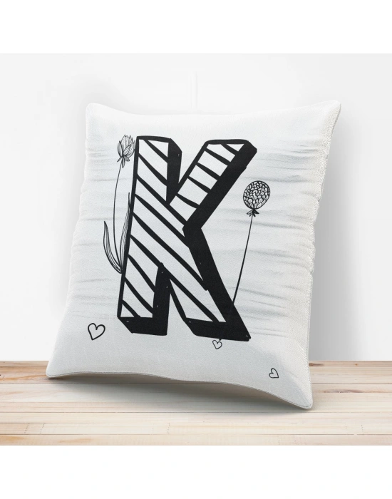 K Harfi Tasarımlı Yastık Kılıfı
