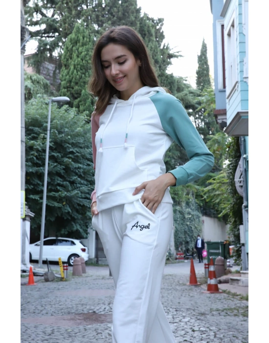 Kanguru Cepli Sweatshirt - BEYAZ