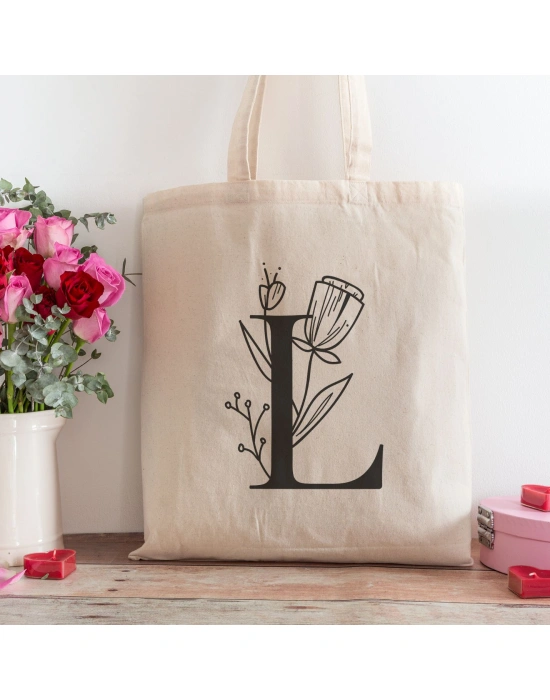 L Harfi Tasarımlı Alışveriş Plaj Bez Çanta