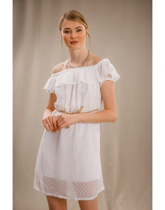 Madonna Yaka Elbise - BEYAZ