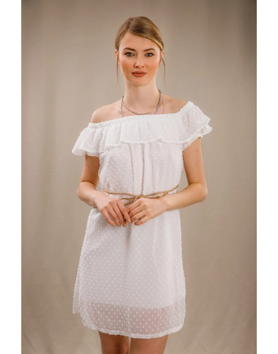 Madonna Yaka Elbise - BEYAZ