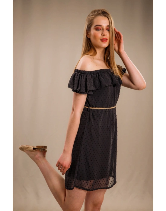 Madonna Yaka Elbise - SİYAH