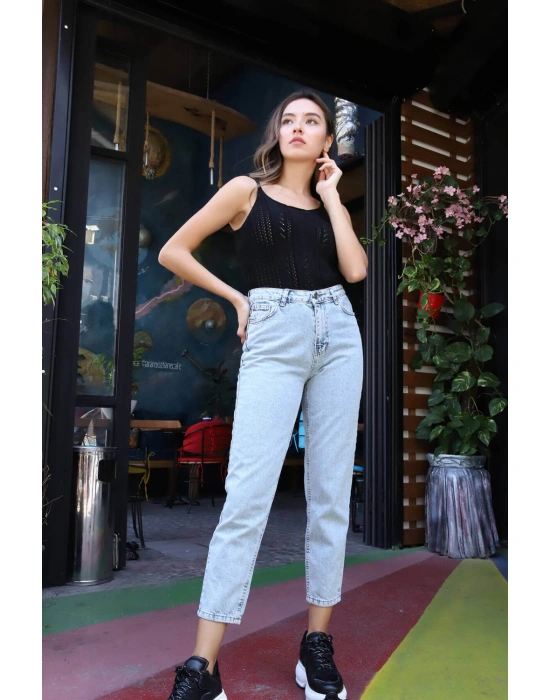 Merserize Askılı Bluz - SİYAH