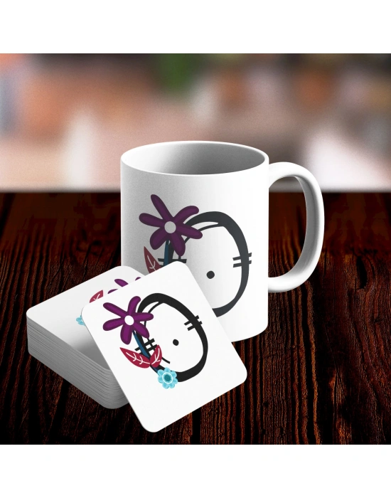 O Harfi Tasarımlı Kupa ve Bardak Altlığı Seti