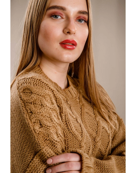 Örgü Kazak-KAHVERENGİ