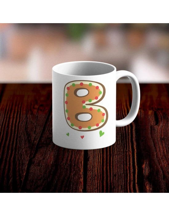 Özel Tasarım B Harfi Beyaz Kupa Bardak