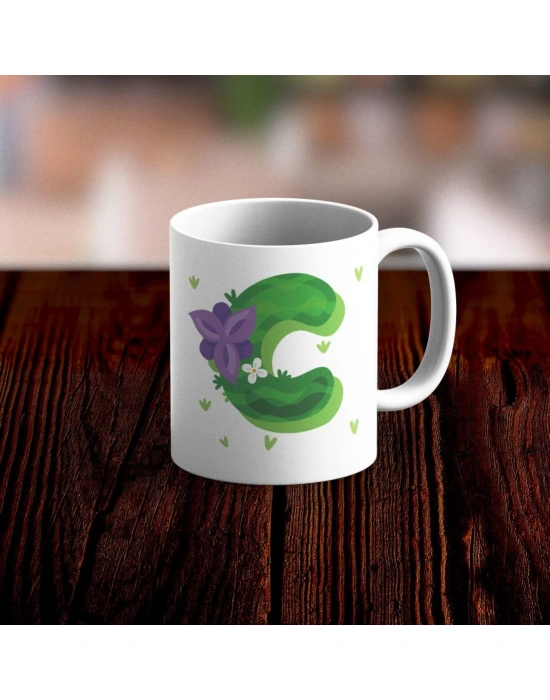 Özel Tasarım C Harfi Beyaz Kupa Bardak