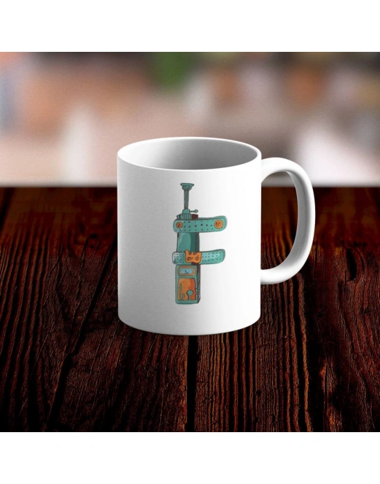 Özel Tasarım F Harfi Beyaz Kupa Bardak