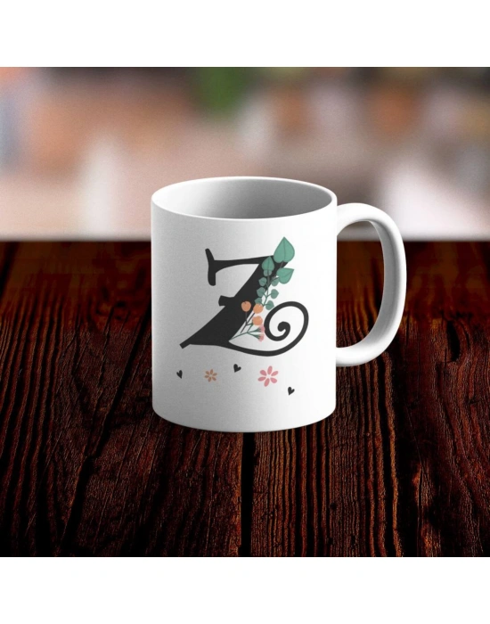 Özel Tasarım Z Harfi Beyaz Kupa Bardak