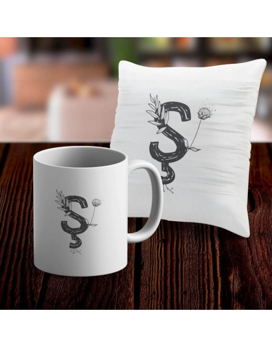 Ş Harfi Tasarımlı Kupa ve Yastık Kılıfı Hediye Seti