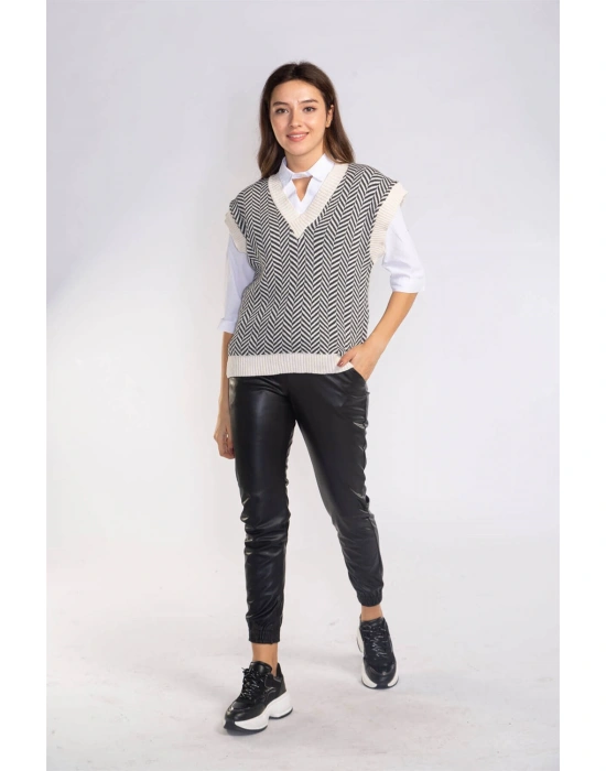 Şah Desenli Triko Süveter-DESENLİ