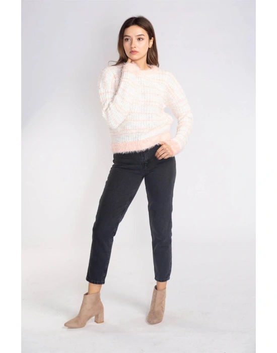 Sakallı Örgü Kazak-BEYAZ