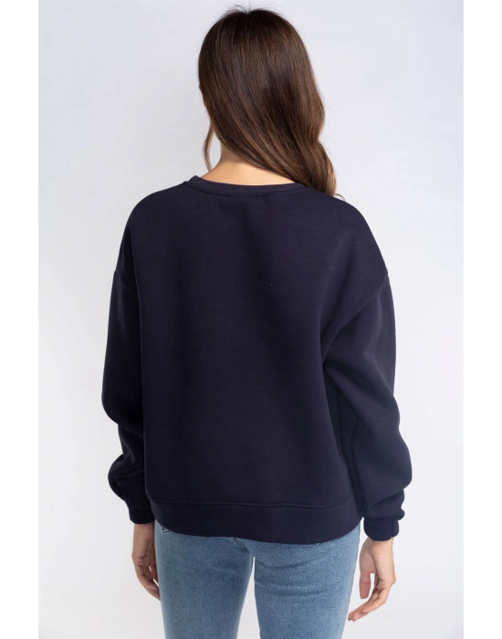 Şardonlu Sweatshirt-LACİVERT