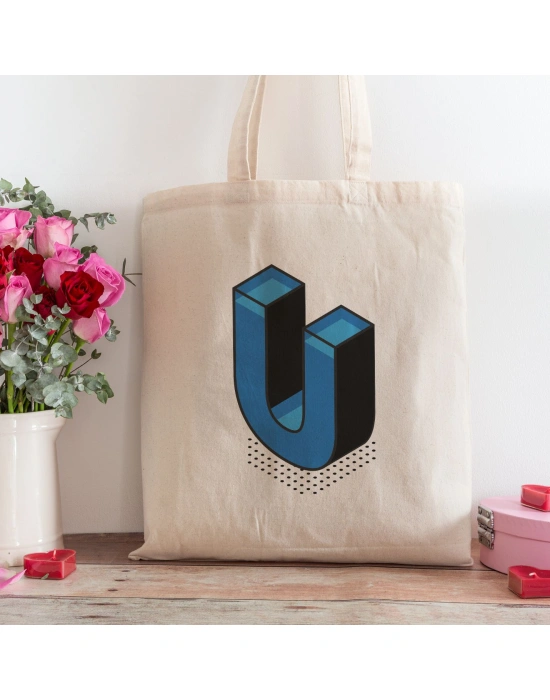 U Harfi Tasarımlı Alışveriş Plaj Bez Çanta