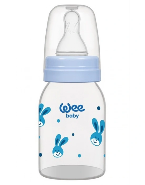 Wee Baby Silikon Uçlu Desenli PP Biberon 125 cc - Mavi
