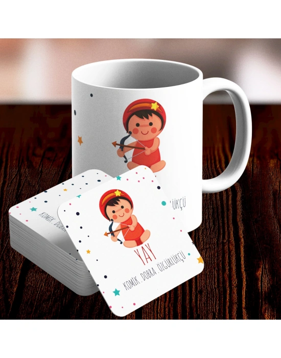 Yay Burcu Özel Sevimli Kupa ve Altlık Seti