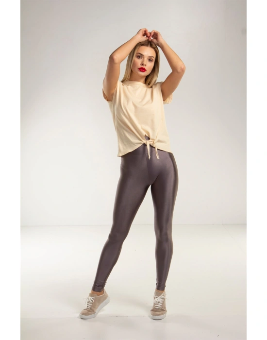 Yüksek Bel Disco Tayt-GRİ