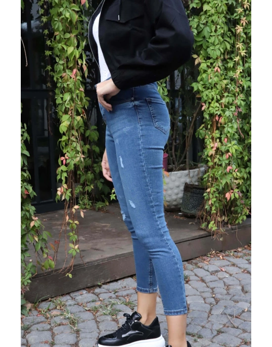 Yüksek Bel Skinny Jean Pantolon  - MAVİ