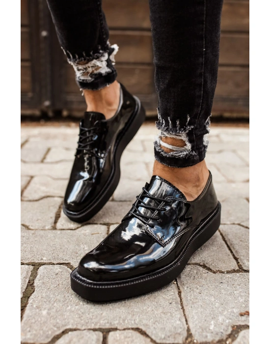 CH001 Rugan Siyah Taban Erkek Ayakkabı SIYAH