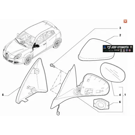 2010 - 2020 Alfa Romeo Giulietta Sağ Dikiz Ayna Kapağı 156091420