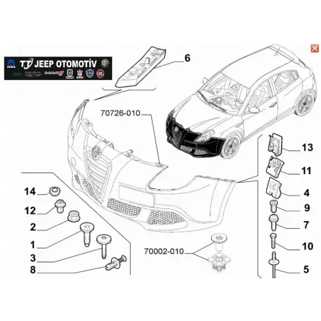 2010 - 2020 Alfa Romeo Giulietta Sağ Ön Tampon Braketi 50513509