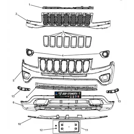 2011 - 2017 Jeep Compass Ön Alt Tampon 68109863AA K68109863AA OEM