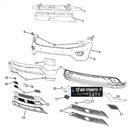 2014 - 2015 Jeep Grand Cherokee ACC Radar Kapak K68143108AB