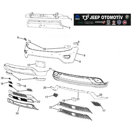 2014 - 2022 Jeep Grand Cherokee (WK) Ön Tampon Demiri 68227140AC