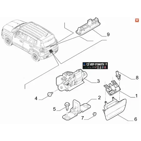 2014 - 2023 Jeep Renegade / Fiat 500X Bagaj Kilidi 52096565