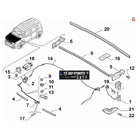2014 - 2023 Jeep Renegade Kaput Mandal Teli 52112382