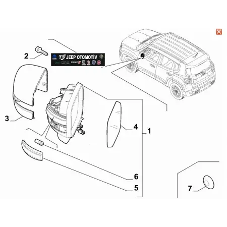 2014 - 2024 Jeep Renegade Sol Dikiz Aynası 735613095 - 2.El Ürün