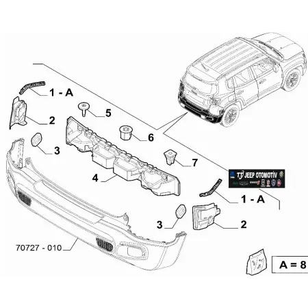 2014-23 Jeep Renegade Arka Tampon Sağ Bağlantı Braketi 51981661