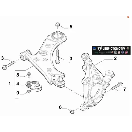 2014-23 Jeep Renegade Compass Fiat 500X Ön Sol Taşıyıcı 52028393